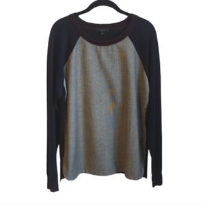 J. Crew Mixed Material Wool Herringbone Sweater Size Large